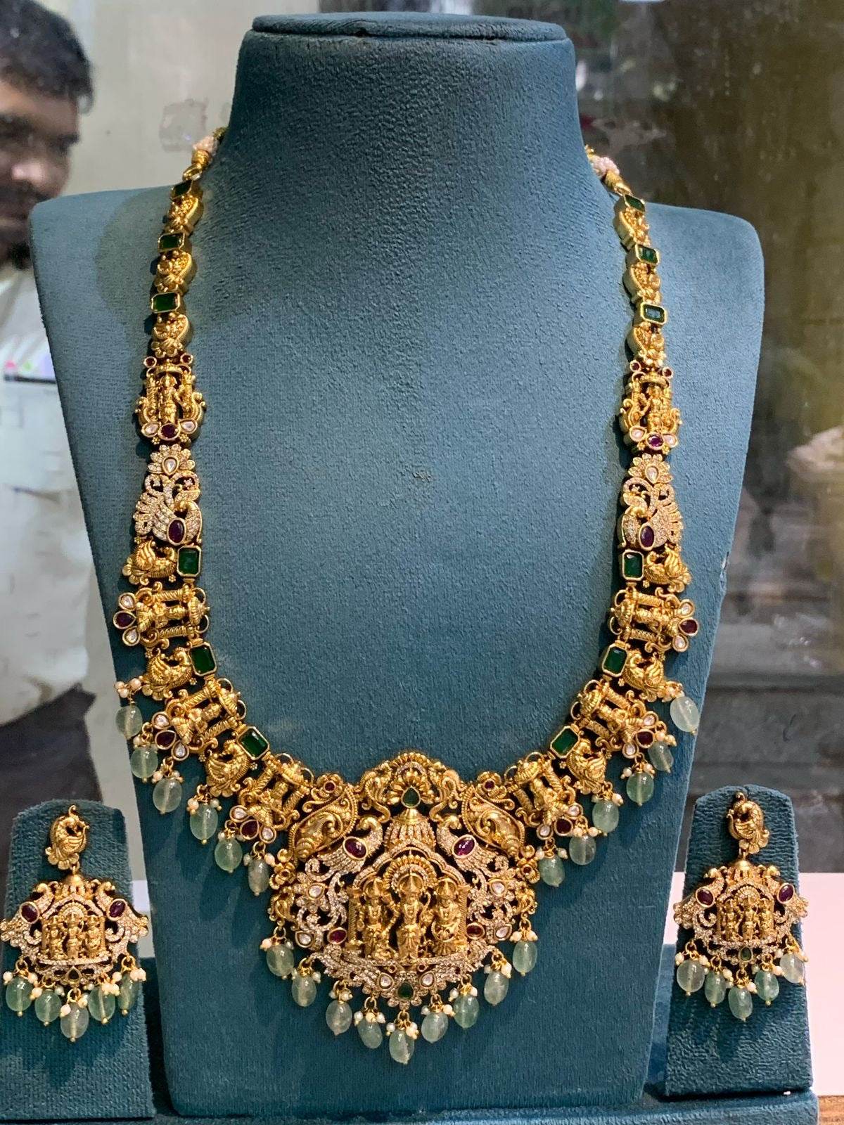 Nakshi Work with AD Stones Bridal Haram - Nakshatra Jewels