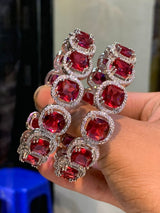 AD Stone Bangles (Silver polish)