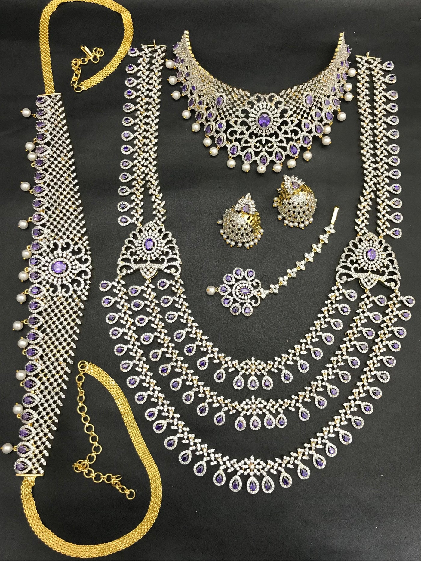 American Diamond Stones Bridal Combo Set