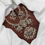 Victorian Polish with AD & Moissanite Stones Bridal Necklace - Nakshatra Jewels