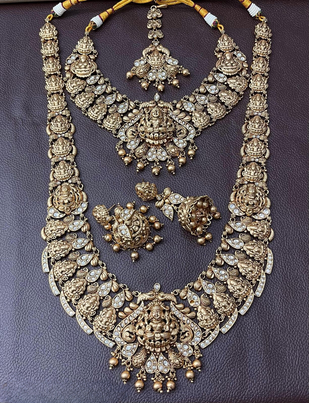 Nakshi Work with Kempu Stones Bridal Combo Set