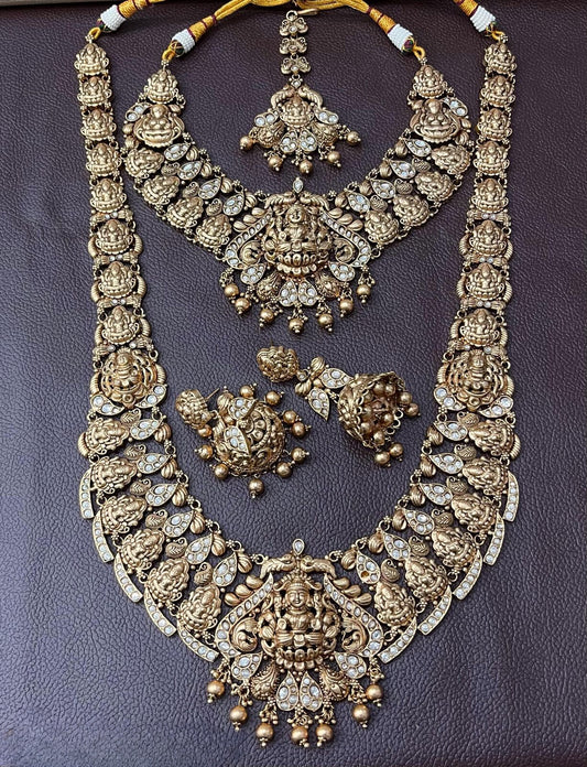 Nakshi Work with Kempu Stones Bridal Combo Set