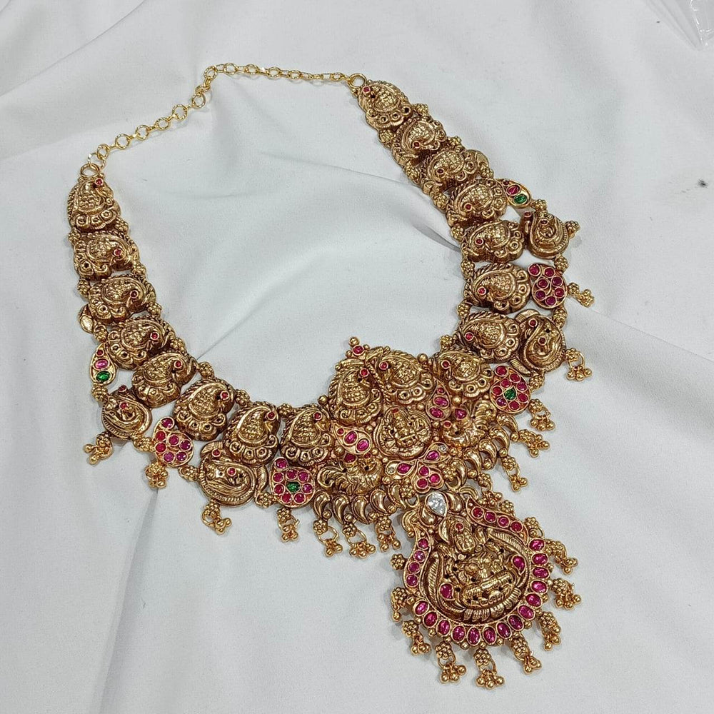 Handmade Silver Replica Bridal Haram with Jadau Stones - Nakshatra Jewels
