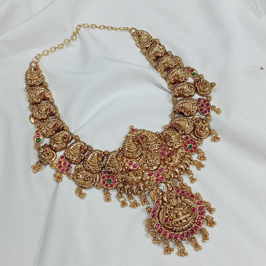 Handmade Silver Replica Bridal Haram with Jadau Stones