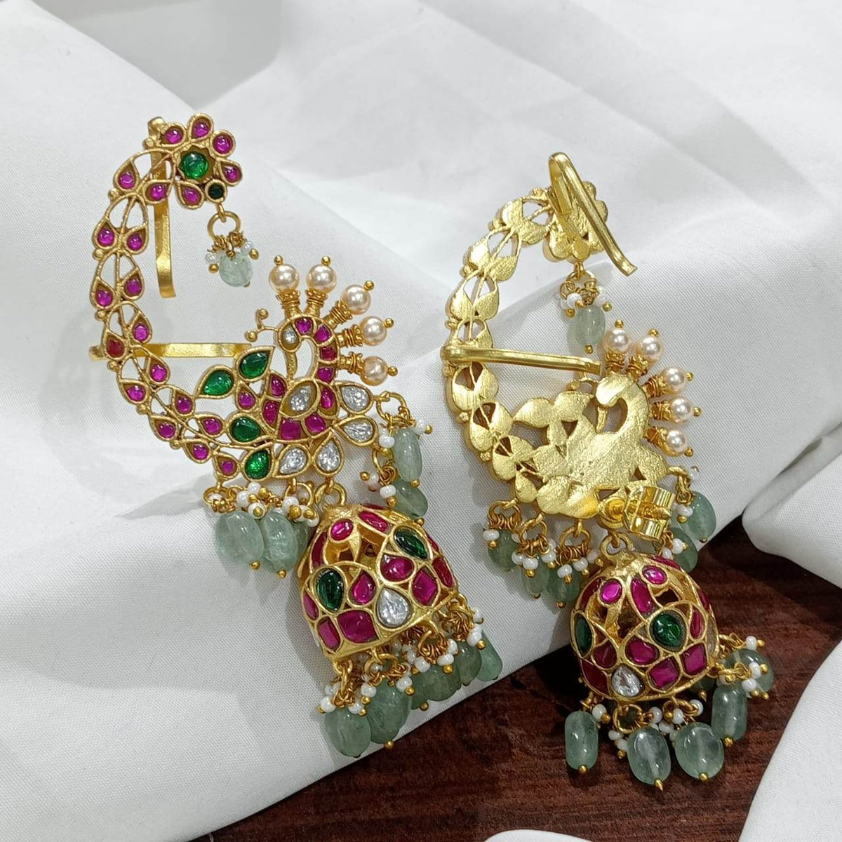Jaadu Kundan Stones Bridal Earrings