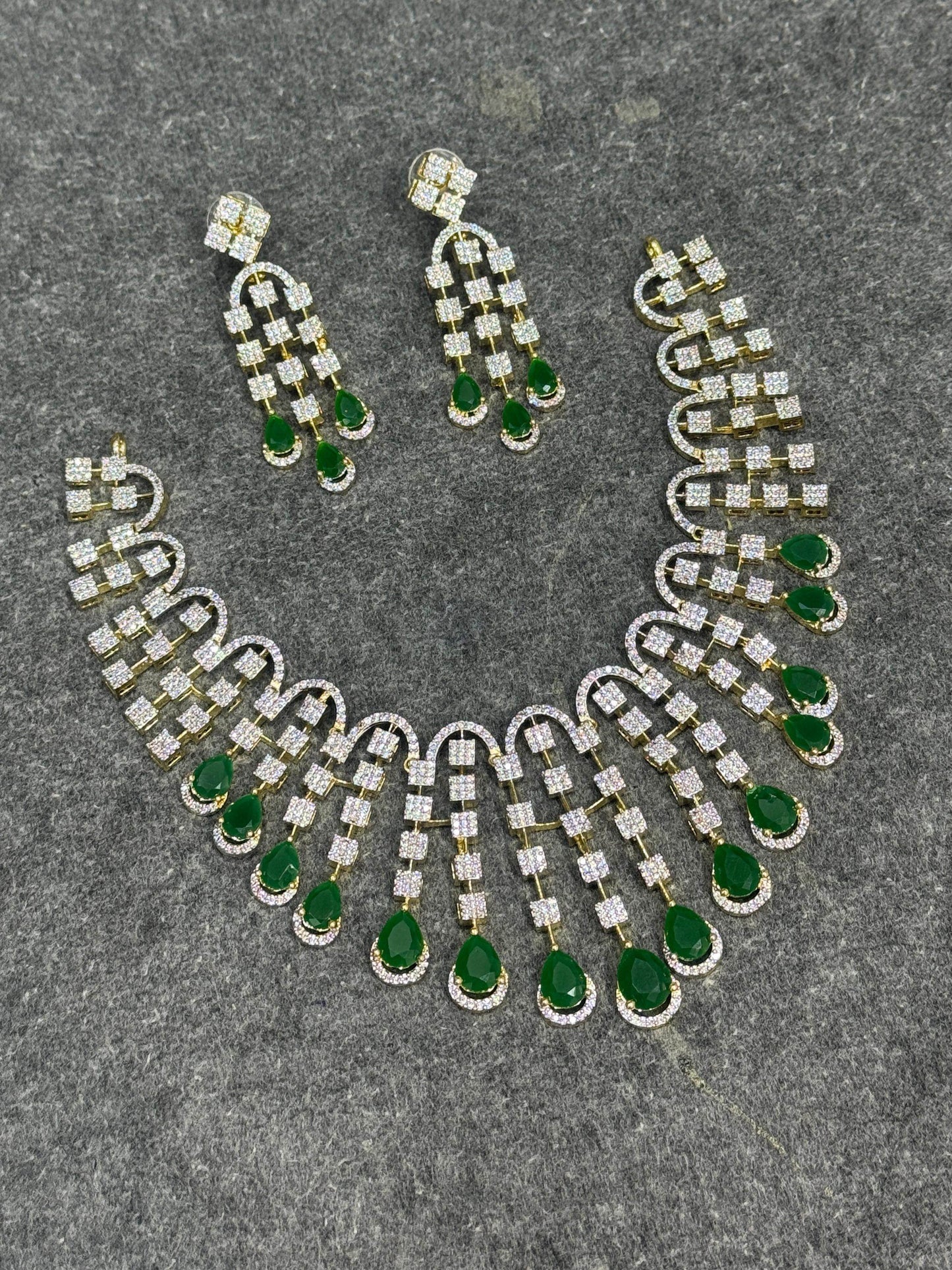 American Diamond Stones Bridal Neck set - Nakshatra Jewels