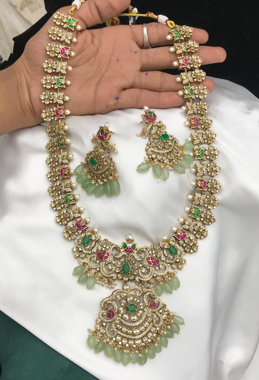 Victorian Polish with Moissanite Kundan Stones Bridal Haram