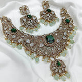 Victorian Polish with AD & Moissanite Stones Necklace (Diamond Replica) - Nakshatra Jewels