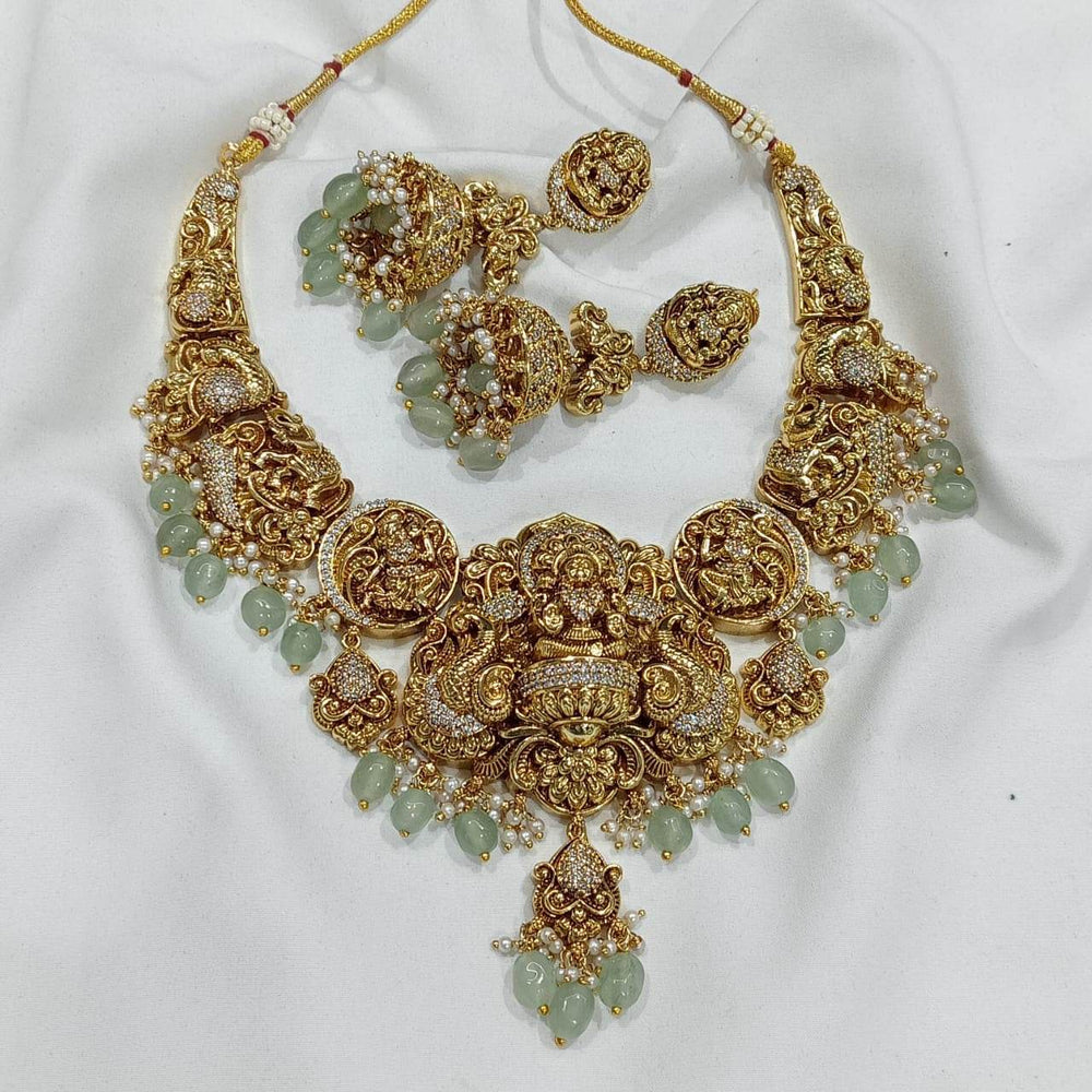 Nakshi Work with AD Stones Bridal Necklace - Nakshatra Jewels