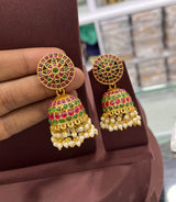 Premium Matt with Kempu Stones Earrings - Nakshatra Jewels