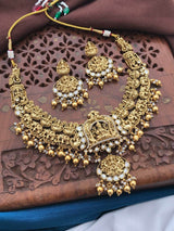 Nakshi Work with Mossianite Stones Necklace - Nakshatra Jewels
