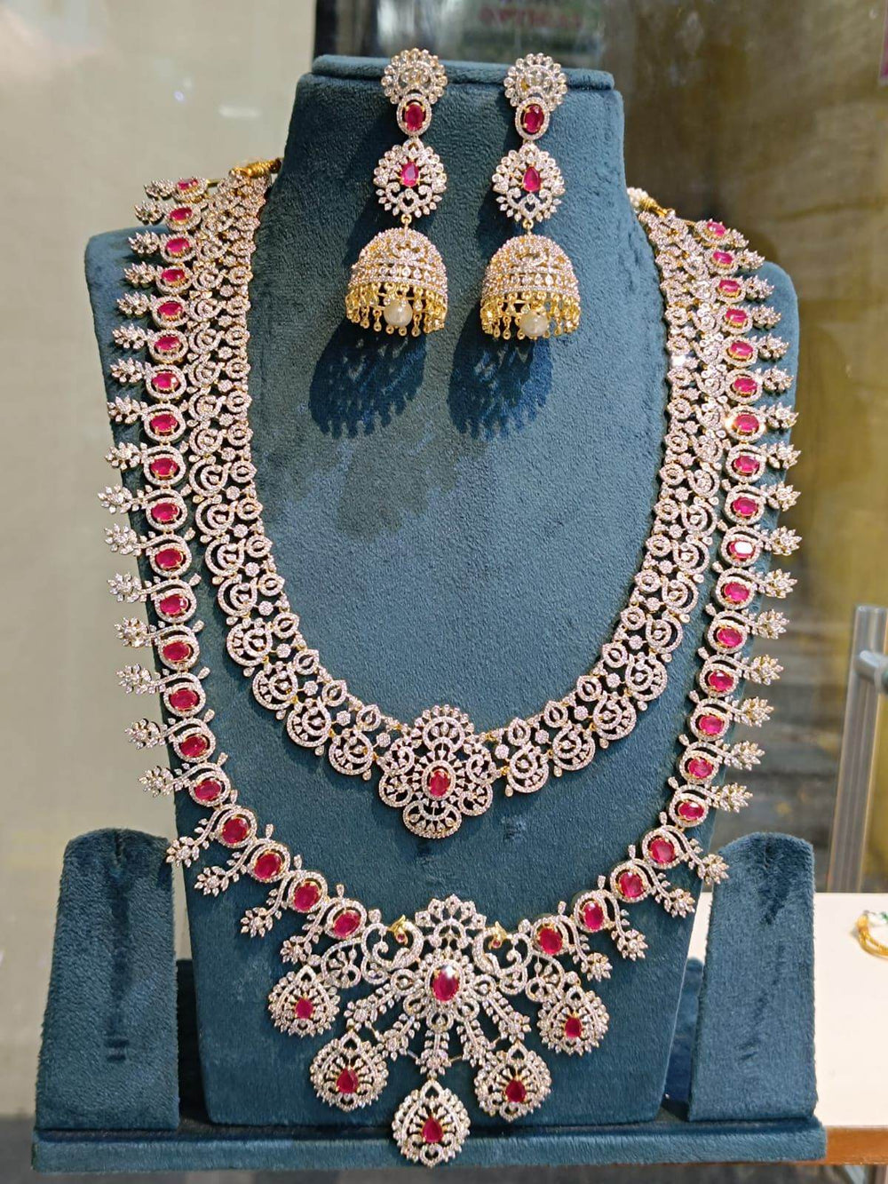 American Diamond Stones Bridal Haram - Nakshatra Jewels