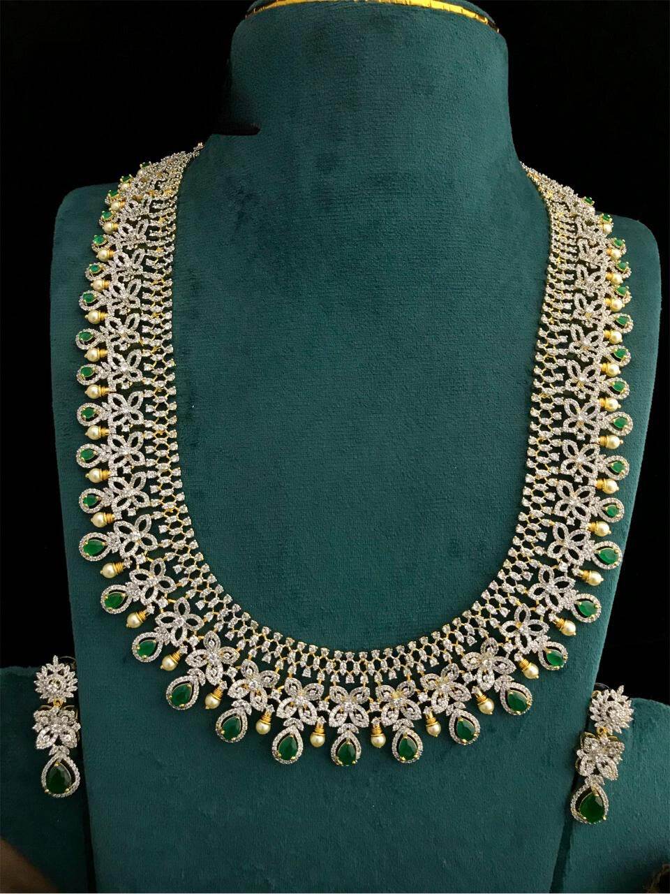 American Diamond Stones Bridal Haram - Nakshatra Jewels