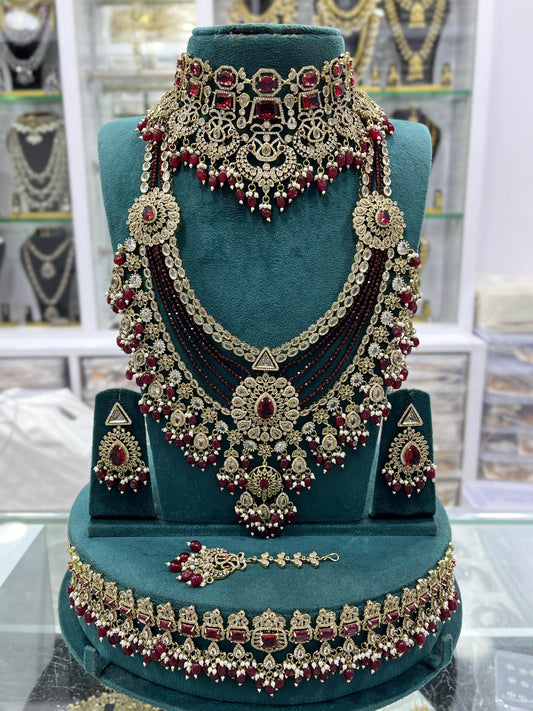 Victorian Polish with Moissanite Stones Bridal Combo - Nakshatra Jewels