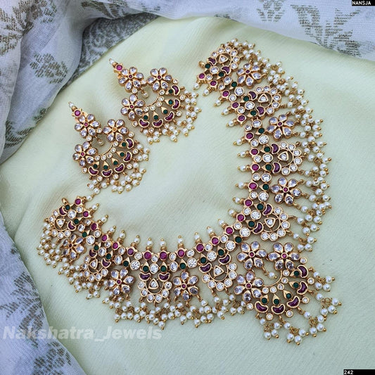 Premium Matt with Kempu & AD Stones Bridal Guttapusal Necklace