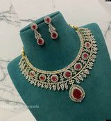 American Diamond Stones Bridal Necklace - Nakshatra Jewels