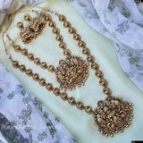 Nakshi Work with AD Stones Bridal Combo Set (Gold Replica) - Nakshatra Jewels