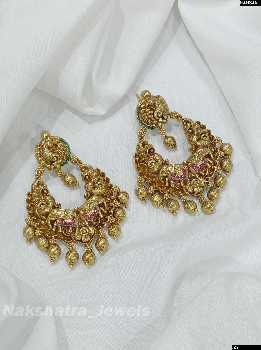 Premium Matt with Kempu Stones Earrings