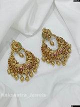 Premium Matt with Kempu Stones Earrings - Nakshatra Jewels