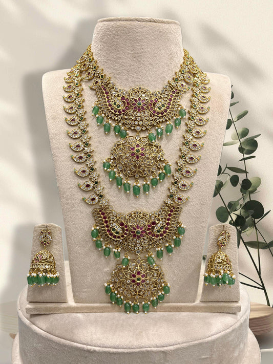 Nakshi Work with Kempu & AD Stones Bridal Combo Set
