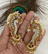 Premium Matt with Kempu Stones Ear cuffs - Nakshatra Jewels