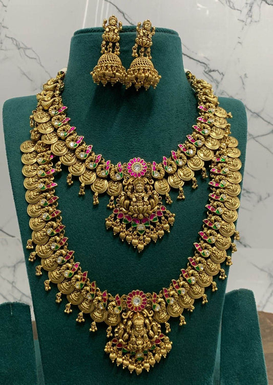 Nakshi Work with Jaadu Kundan Stones Bridal Combo Set - Nakshatra Jewels