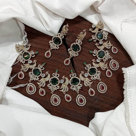 Victorian Polish with AD Stones Necklace - Nakshatra Jewels