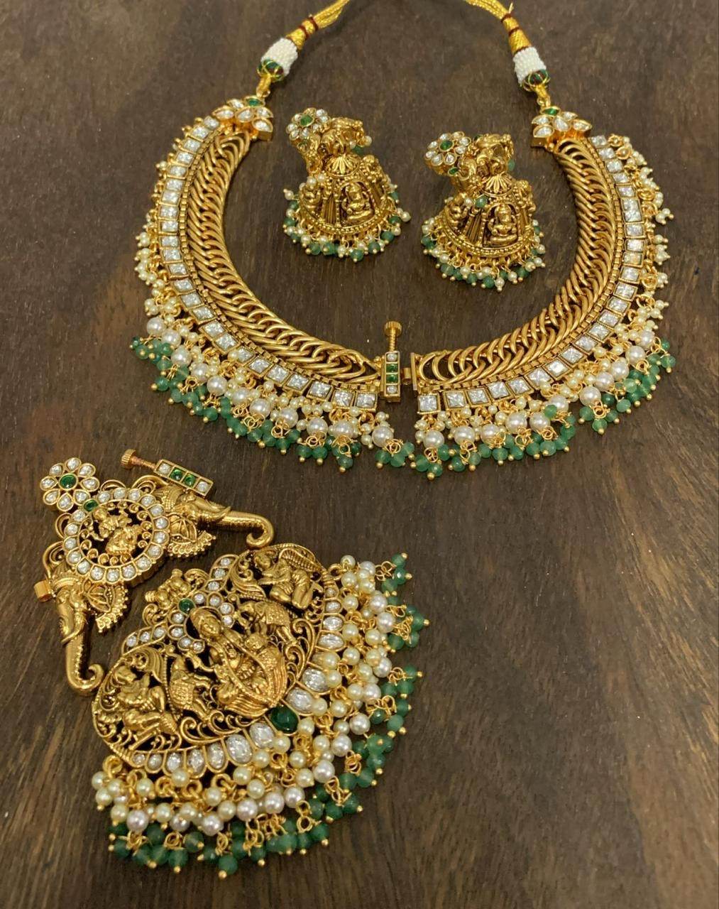 Nakshi Work with Jaadu Kundan Stones Bridal Necklace - Nakshatra Jewels