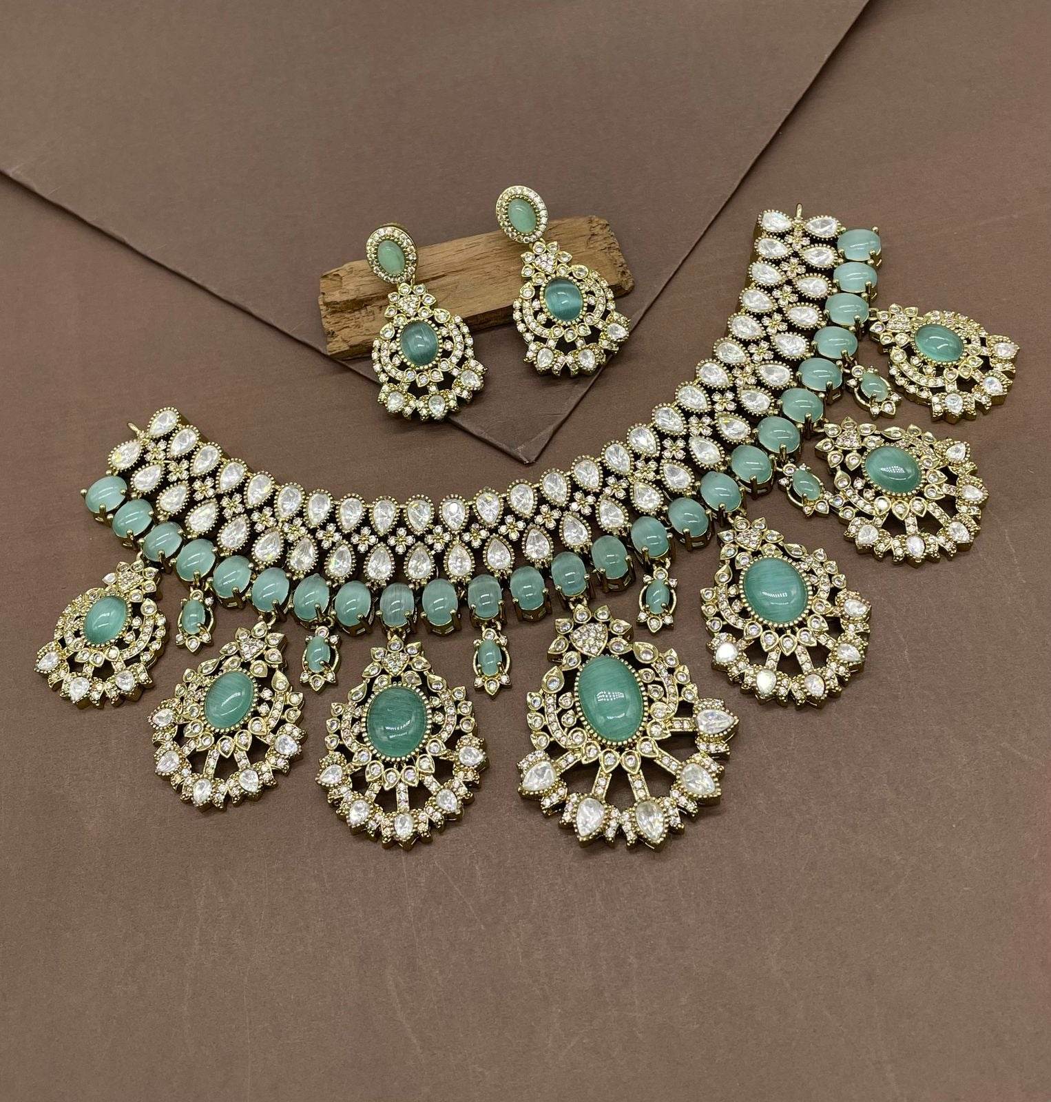 Mossanite with AD Stones Bridal Choker - Nakshatra Jewels