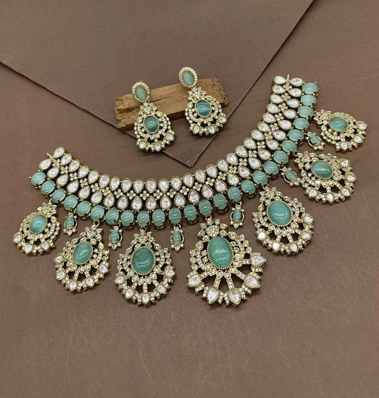Mossanite with AD Stones Bridal Choker - Nakshatra Jewels