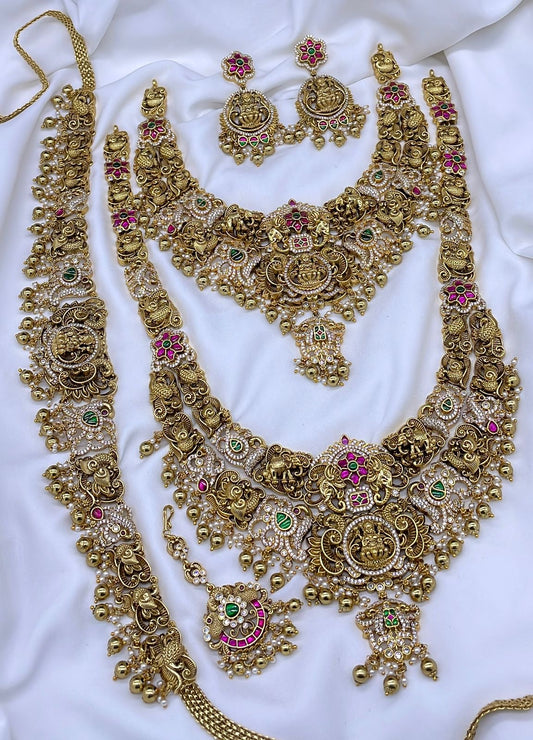 Nakshi Work with Kundan Stones Bridal Combo Set