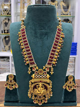 Nagasi work with Kempu Stones Pendent Beads Haram - Nakshatra Jewels