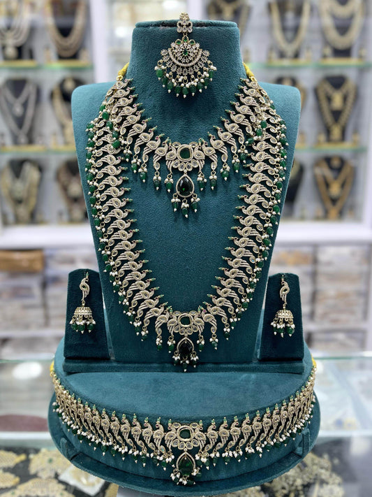 Victorian Polish AD Stones Bridal Set - Nakshatra Jewels