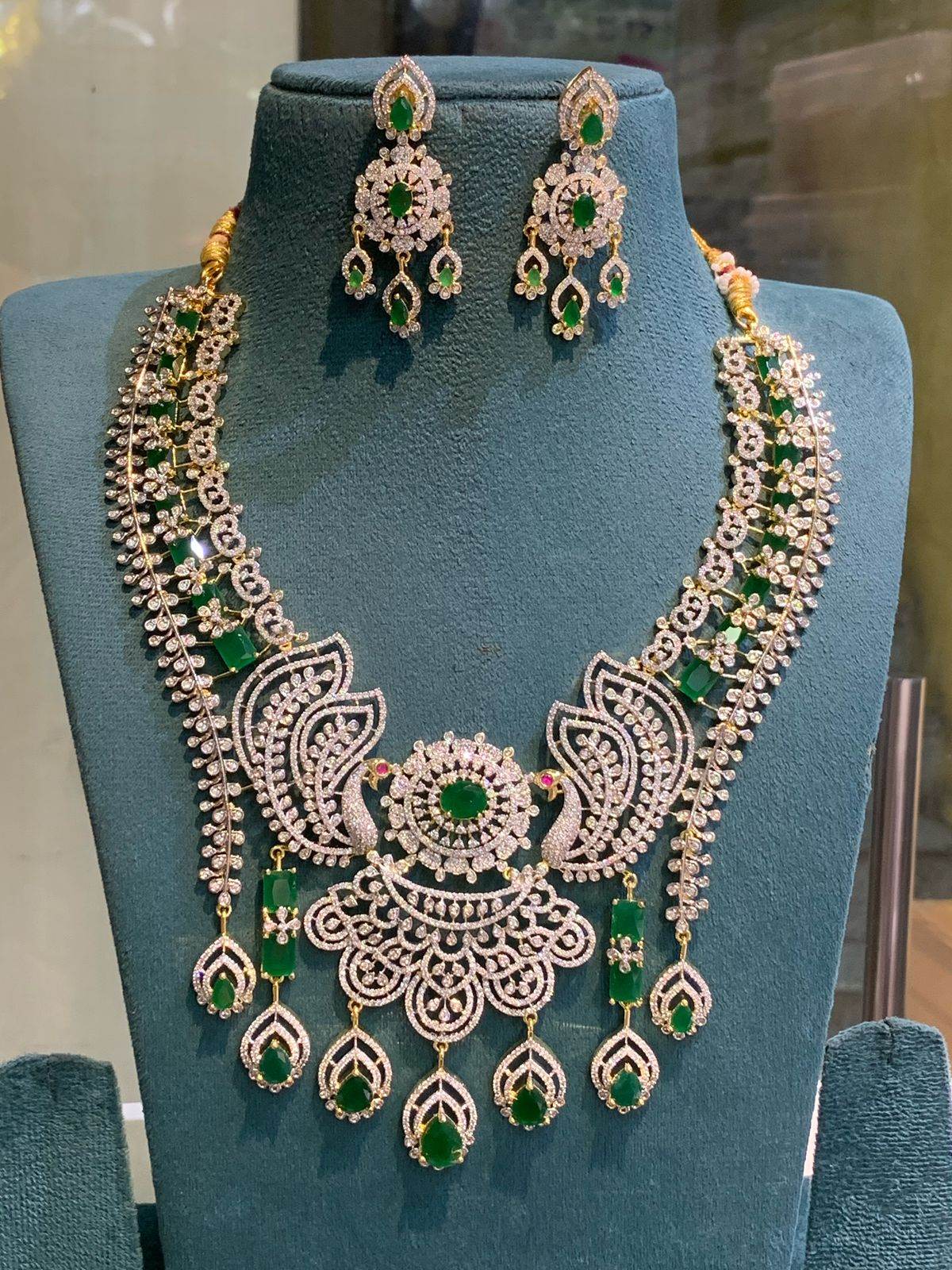 American Diamond Stones Bridal Necklace - Nakshatra Jewels