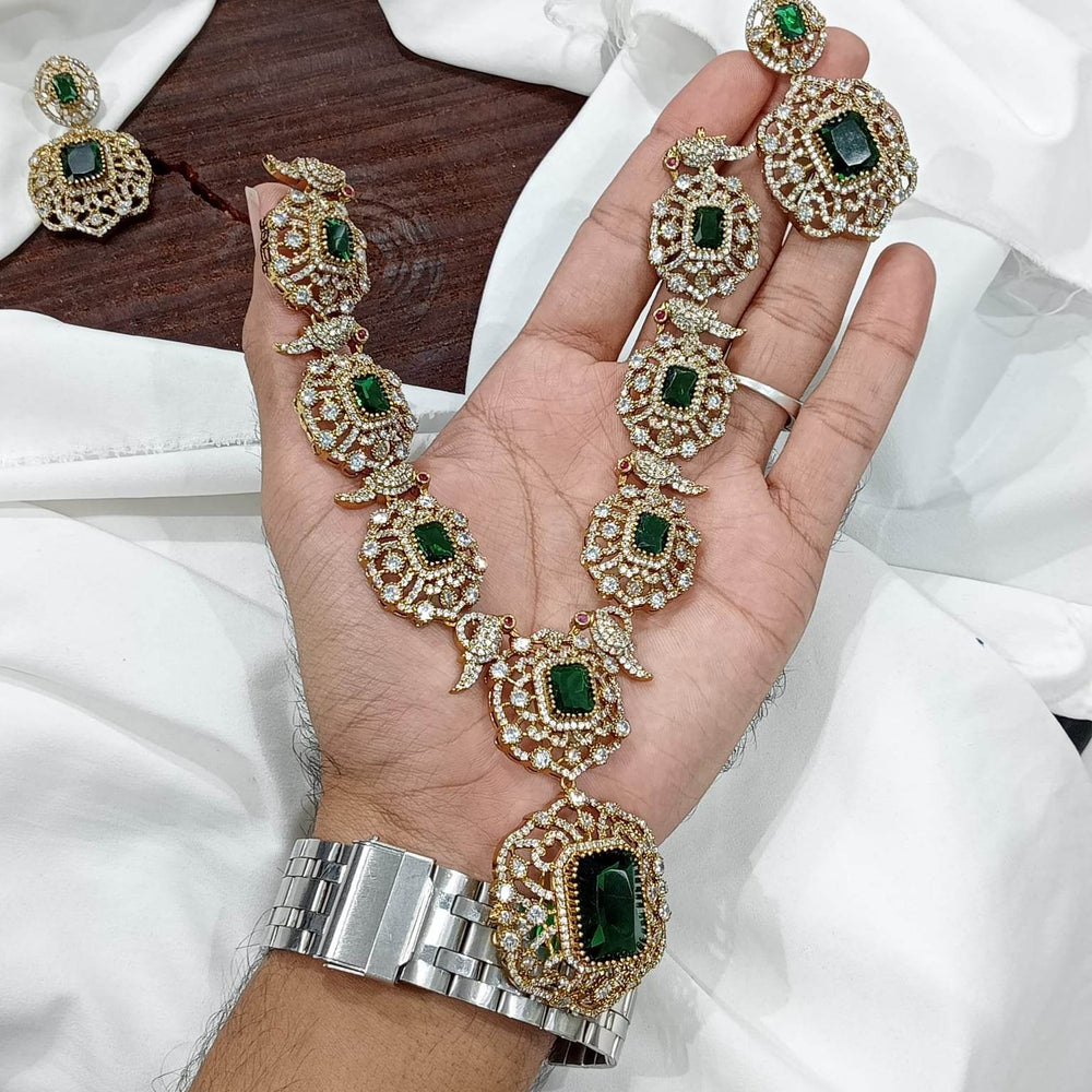 Victorian Polish with AD Stones Bridal Necklace - Nakshatra Jewels