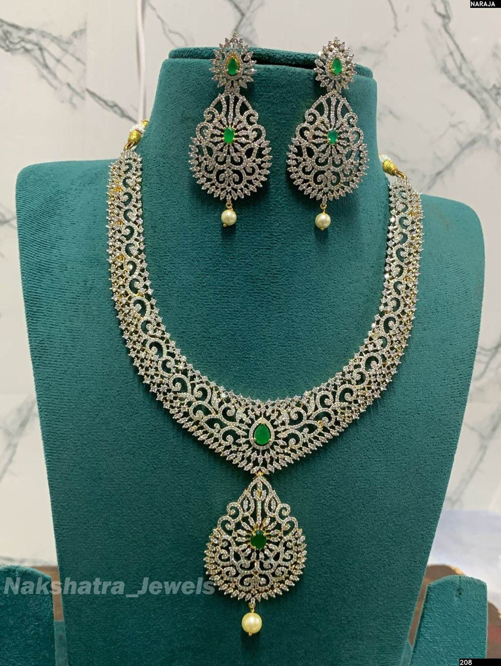 American Diamond Stones Bridal Haram - Nakshatra Jewels