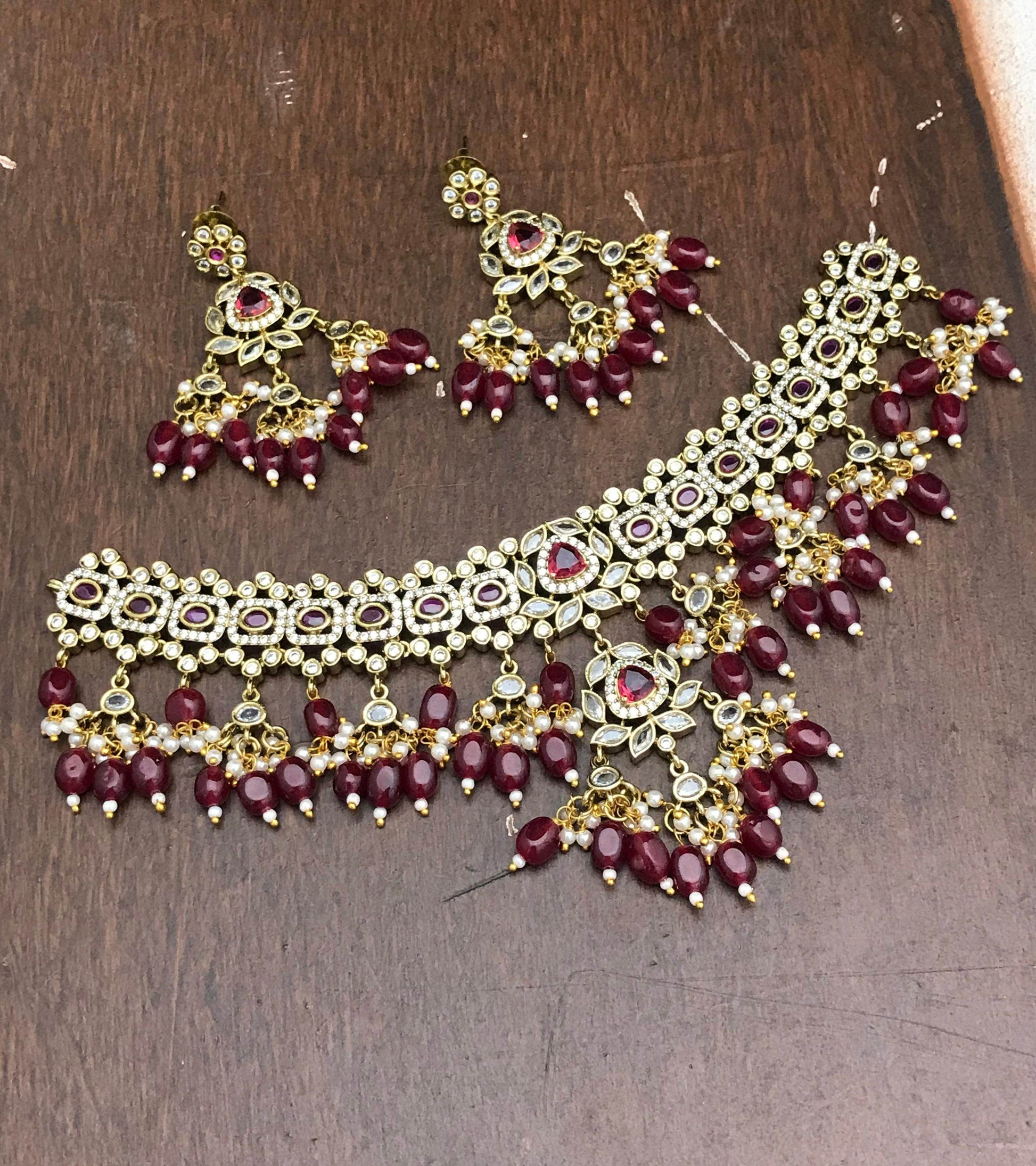 Victorian Polish AD Stones Choker - Nakshatra Jewels