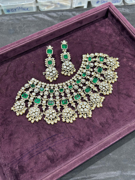 Mossianite with AD Stones Bridal Necklace