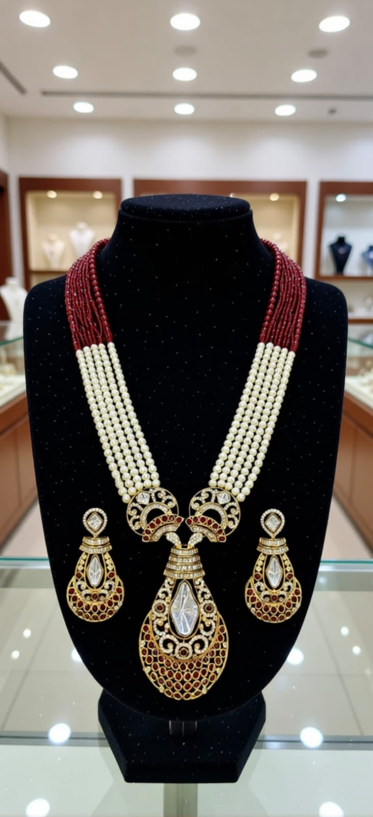 Victorian Polish with Mossianite Stones Pendant Beads Mala