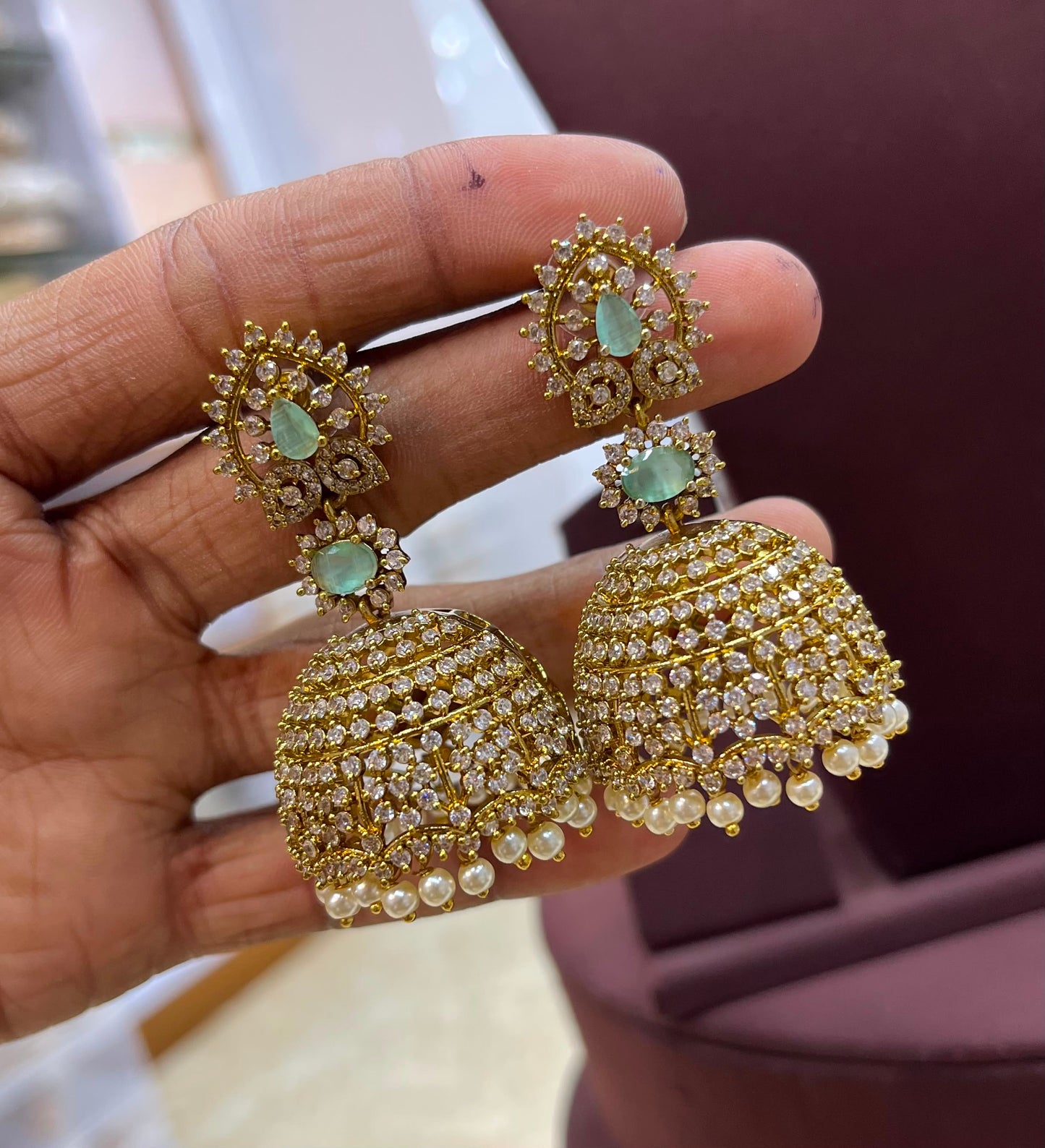Victorian Polish AD Stone Earrings