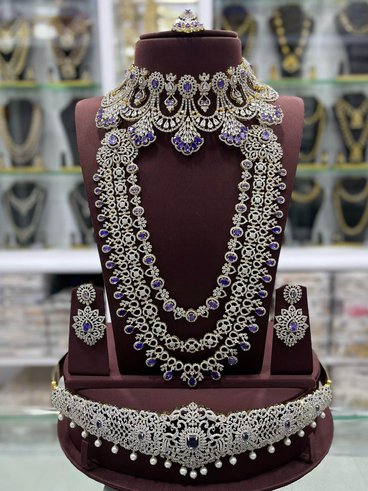 American Diamond Stones Bridal Combo Set