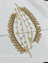 Premium Matt with Kempu Stones Ear Chains - Nakshatra Jewels