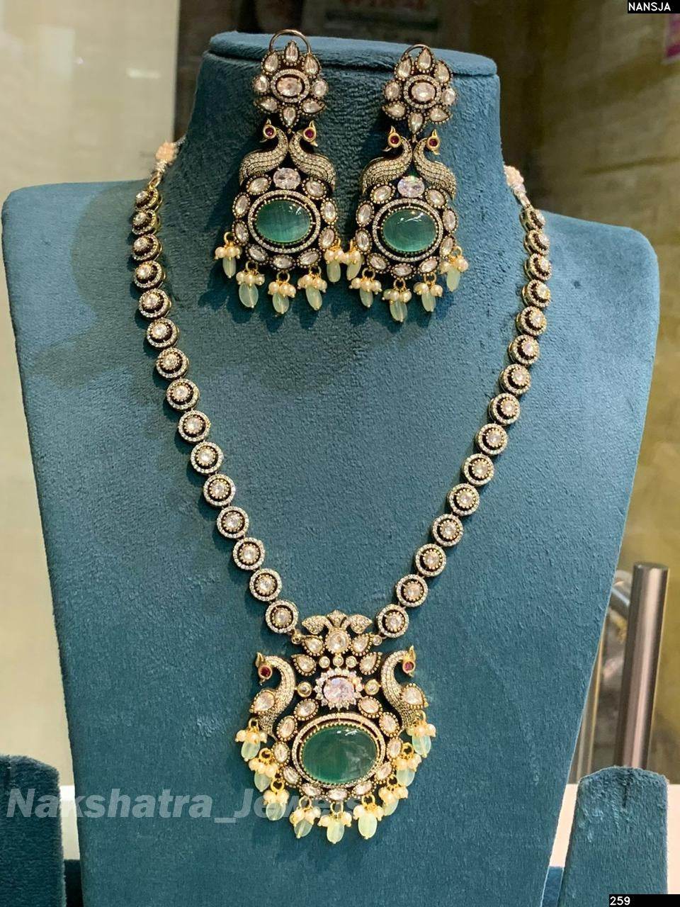 Victorian Polish with Moissanite Stones Necklace