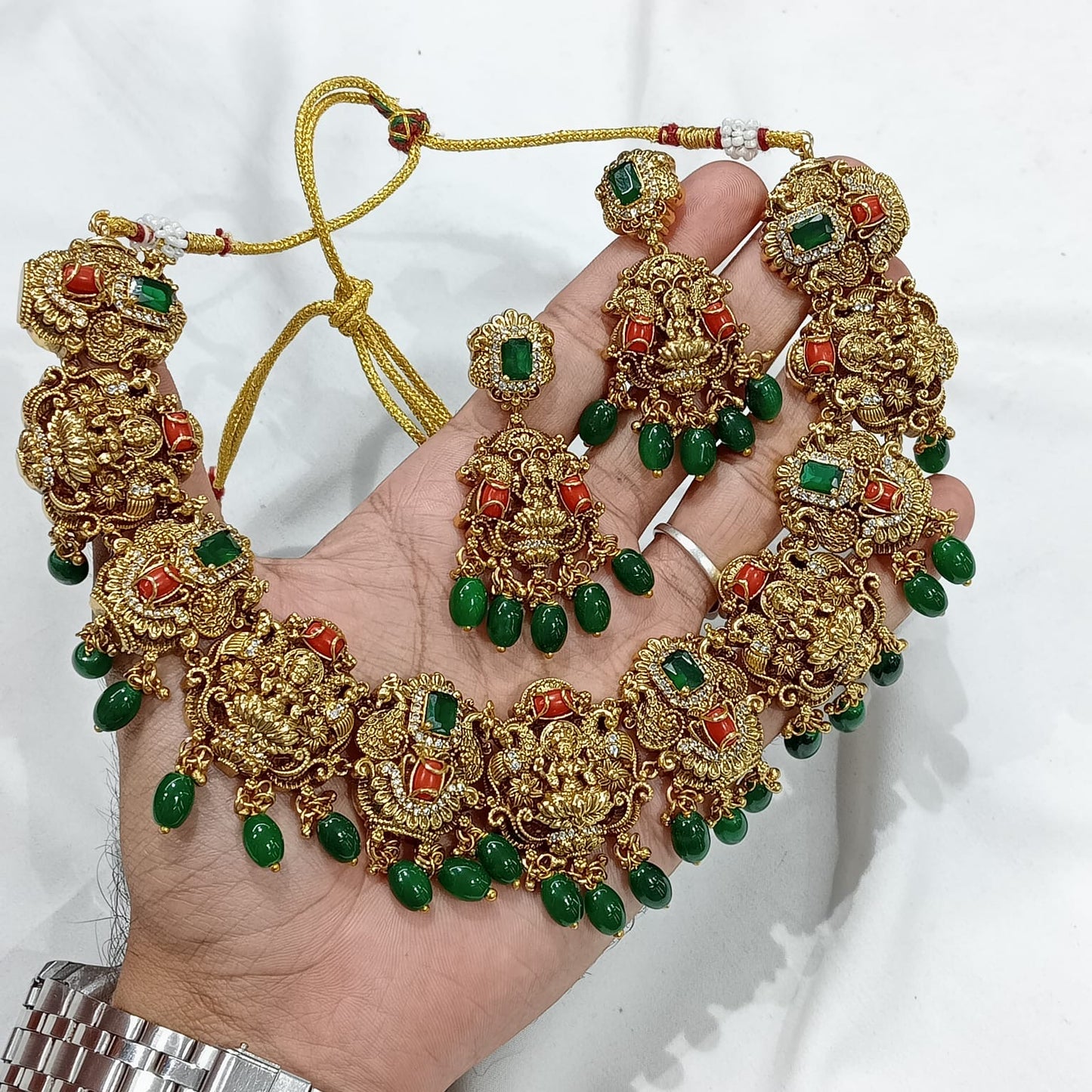 Nakshi Work with AD Stones Bridal Necklace