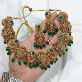 Nakshi Work with AD Stones Bridal Necklace - Nakshatra Jewels