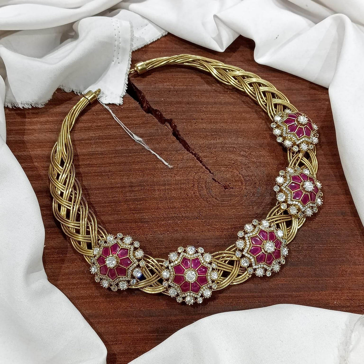 Moissanite and Kundan Stones Bridal Kante Necklace
