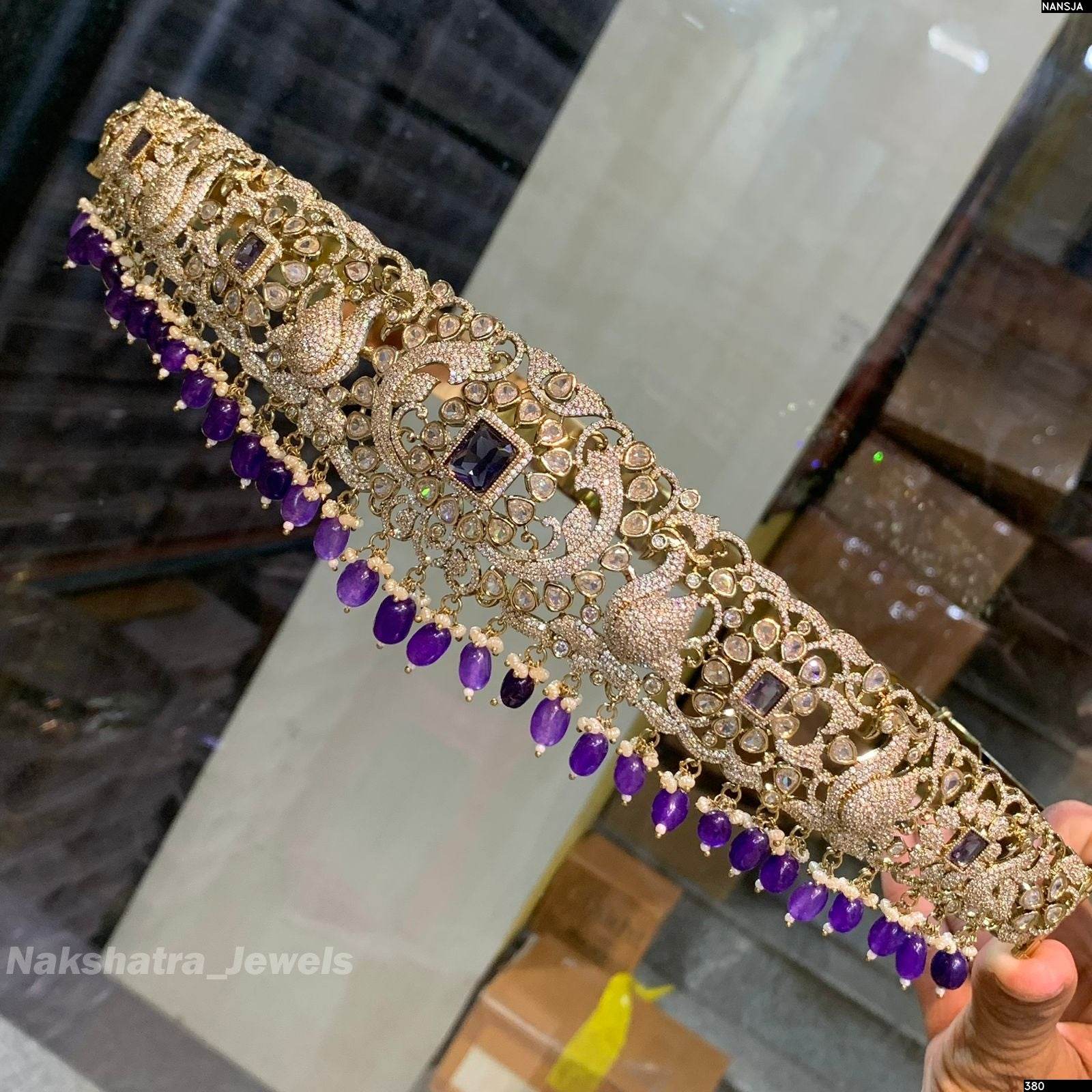 Victorian Polish AD Stones Bridal Hip Belt - Nakshatra Jewels