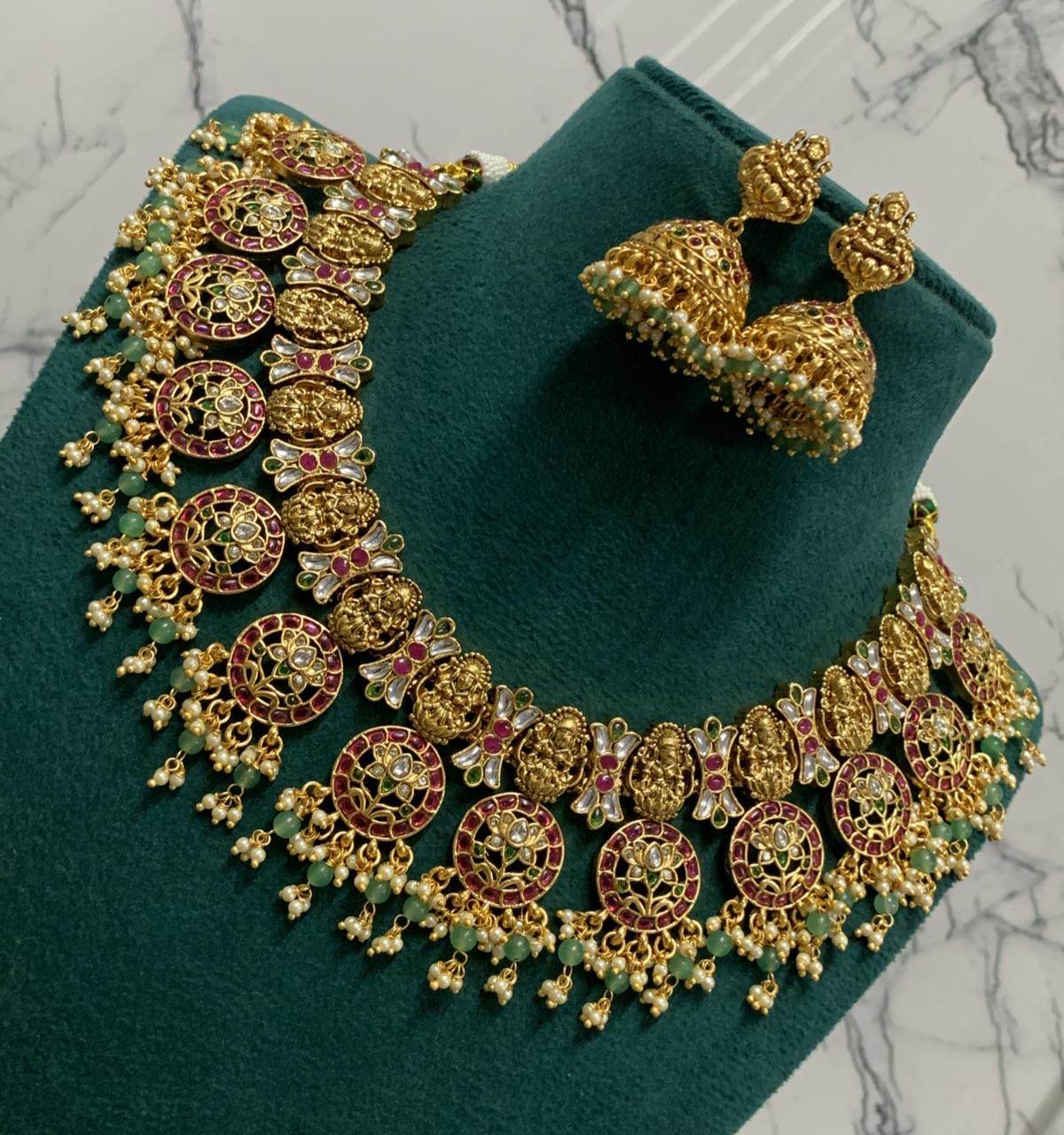 Nakshi Work with Kundan Stones Bridal Necklace