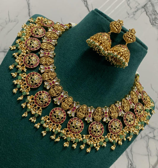Nakshi Work with Kundan Stones Bridal Necklace