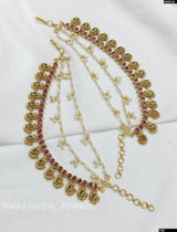 Premium Matt with Kempu Stones Ear Chains - Nakshatra Jewels
